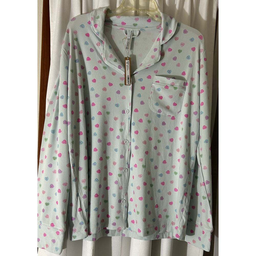Skims NWT Women's Boyfriend Long Sleeve Pajama Top Cloud Candy Heart Size Small - Picture 7 of 7